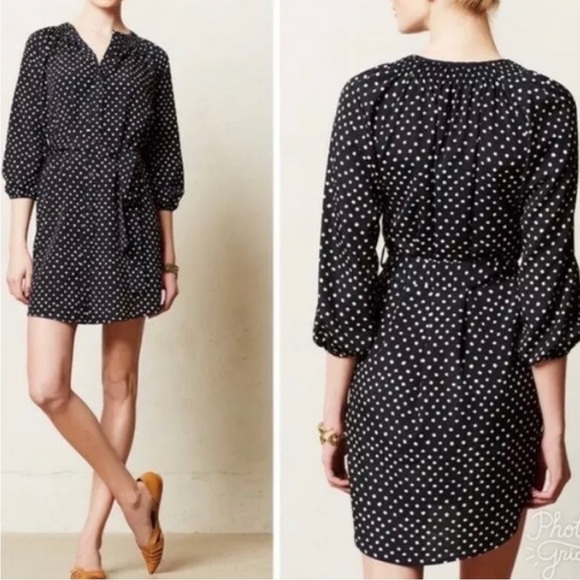 Anthropologie Dresses & Skirts - Anthropologie Maeve “Polka Dot Preparation Shirtdress" Navy/White Size Small